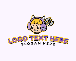 Mascot - Girl Headphones Gamer logo design