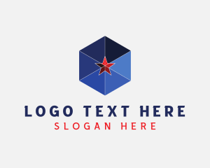 National - Geometric Cube Star logo design