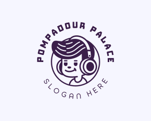 Headset Disc Jockey Pompadour logo design