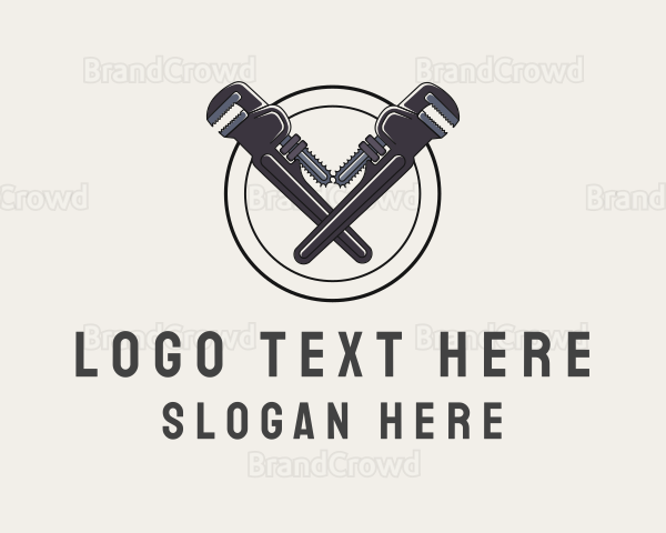 Plumbing Wrench Hipster Logo