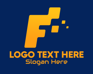 Data - Yellow Data Letter F logo design