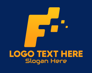 Telecom - Yellow Data Letter F logo design