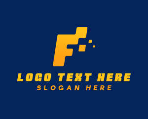 Telecommunication - Yellow Data Letter F logo design