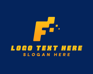 Cyber - Yellow Data Letter F logo design