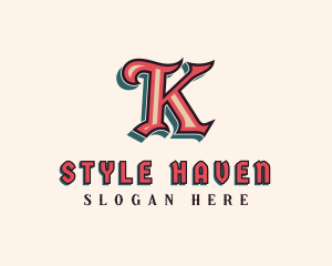 Barbershop - Medieval Boutique Brand Letter K logo design