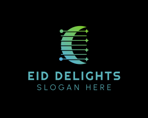 Eid - Gradient Arabic Moon logo design