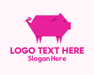 Butcher - Pink Pig Origami logo design