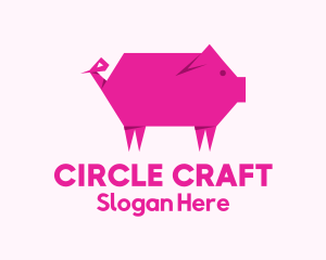 Pink Pig Origami logo design