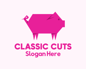 Pink Pig Origami logo design