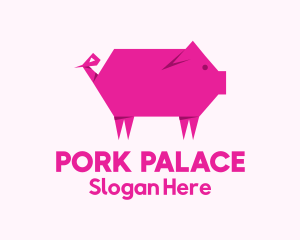 Swine - Pink Pig Origami logo design