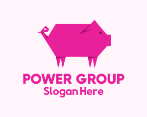 Farmer - Pink Pig Origami logo design