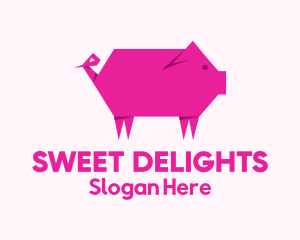 Pink Pig Origami logo design