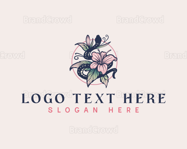 Boho Snake Leaf Flower Logo