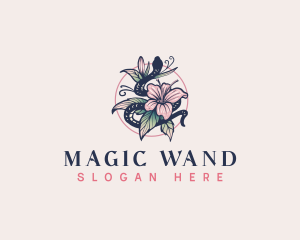 Boho Snake Leaf Flower logo design