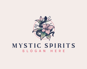 Boho Snake Leaf Flower logo design