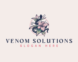 Boho Snake Leaf Flower logo design