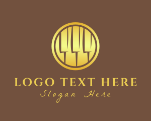 Organ - Golden Piano Emblem logo design