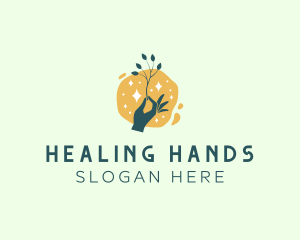 Hand Plant Sparkle Wellness logo design