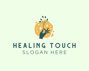 Hand Plant Sparkle Wellness logo design