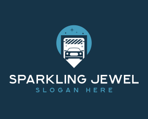 Pin Location Car Wash logo design