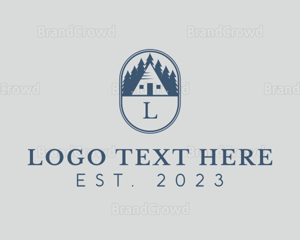 Retro Forest Cabin Logo