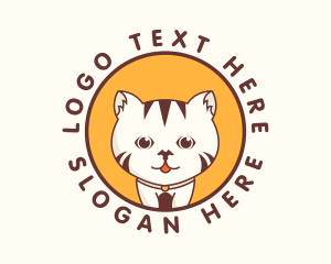 Orange Cat - Cute Cat Kitten logo design