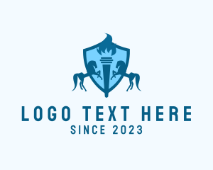 School - Torch Horse Crest logo design