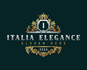 Elegant Leaves Crown logo design