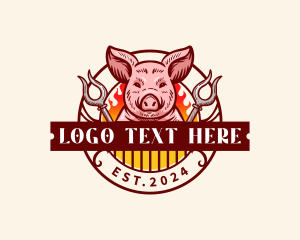 Barbeque - Barbeque Pig Fork logo design