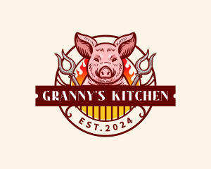 Barbeque Pig Fork logo design