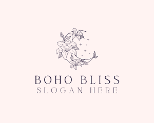 Boho - Boho Floral Moon logo design