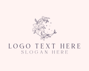 Yoga - Boho Floral Moon logo design