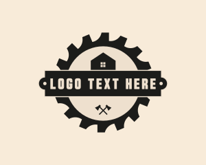 Emblem - House Axe Circular Saw logo design