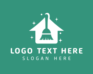 White - Broom House Cleaning logo design
