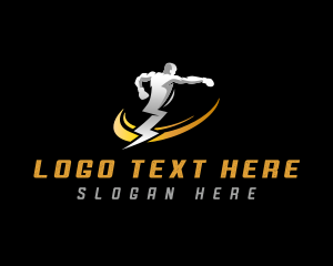 Athlete - Lightning  Athlete Boxer logo design