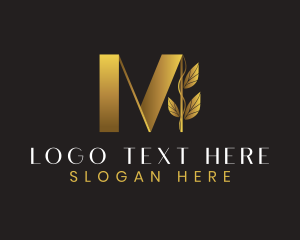 Gold - Luxury Leaf Letter M logo design
