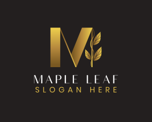 Luxury Leaf Letter M logo design