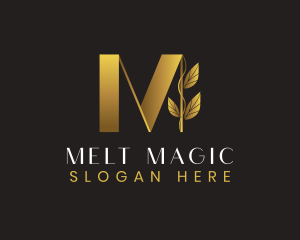 Luxury Leaf Letter M logo design