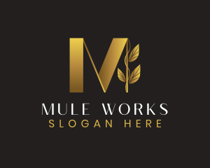 Luxury Leaf Letter M logo design