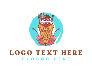 Ice Cream Waffle Fruit Logo