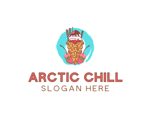 Frozen - Ice Cream Waffle Fruit logo design