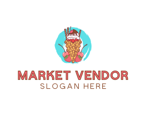 Vendor - Ice Cream Waffle Fruit logo design