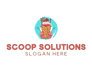 Scoop - Ice Cream Waffle Fruit logo design