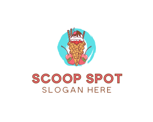 Scoop - Ice Cream Waffle Fruit logo design