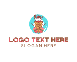 Ice Cream - Ice Cream Waffle Fruit logo design