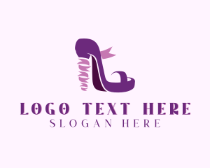 Heels - Ribbon Stiletto Shoe logo design