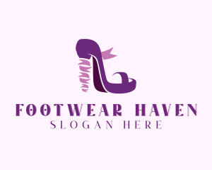 Ribbon Stiletto Shoe logo design