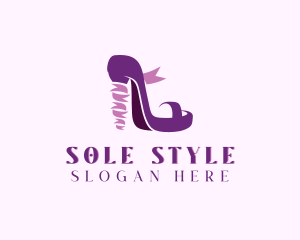 Shoe - Ribbon Stiletto Shoe logo design