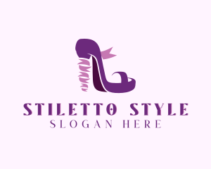 Stiletto - Ribbon Stiletto Shoe logo design