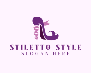 Ribbon Stiletto Shoe logo design